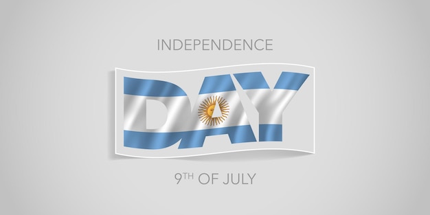 Vector bandera del feliz día de la independencia de argentina. diseño de bandera ondulada argentina para la fiesta nacional del 9 de julio