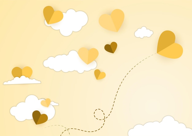 Bandera de feliz día de san valentín. diseño de fondo de vacaciones con un gran corazón hecho de corazones de origami blancos y dorados sobre fondo de tela negra. afiche horizontal, volante, tarjeta de felicitación, encabezado para sitio web