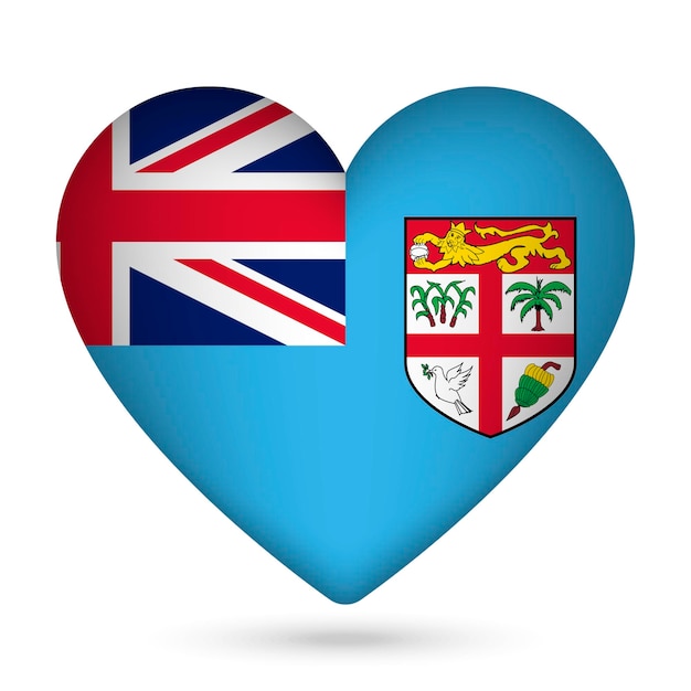 Bandera de Fiji en forma de corazón ilustración vectorial