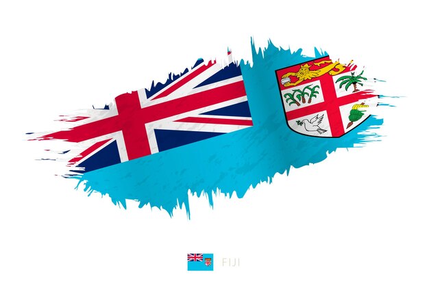 Bandera de Fiji con pincelada pintada con efecto ondulado.