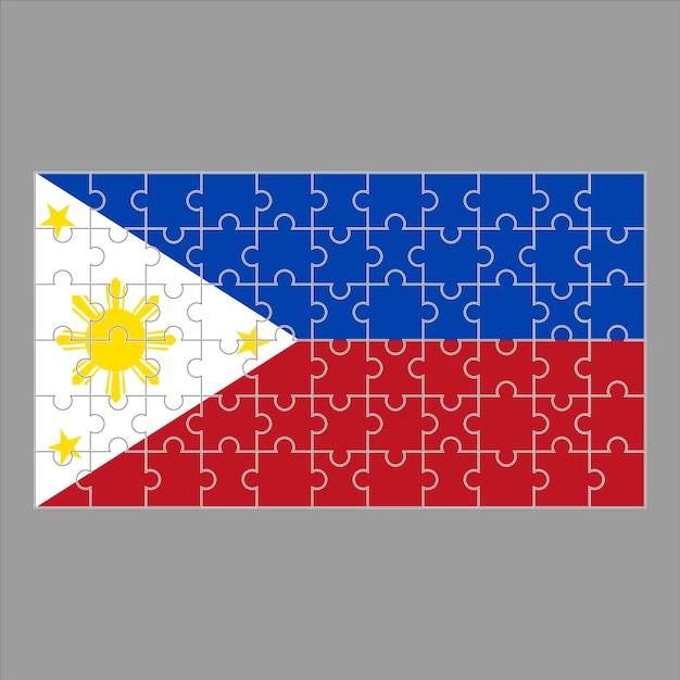 Bandera de Filipinas de rompecabezas sobre un fondo gris