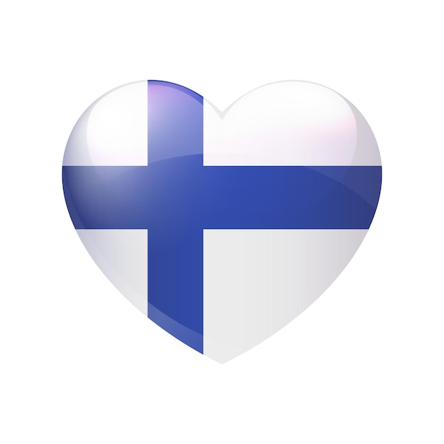 Vector bandera de finlandia en corazón emblema finlandés vector icono símbolo de amor de país aislado eps10