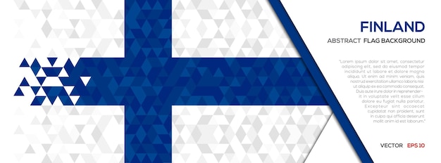Bandera de Finlandia con fondo de forma geométrica de polígono abstracto
