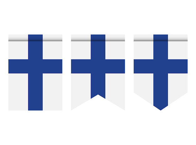 Bandera de Finlandia o banderín aislado sobre fondo blanco. Icono de la bandera del banderín.