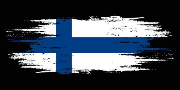 Bandera de Finlandia con pincel Elemento de diseño de la bandera con acuarela