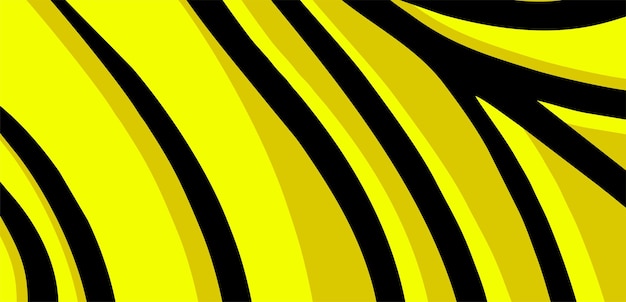 Vector bandera de fondo curva de rayas amarillas abstractas diseño moderno y de moda estilo garabateado