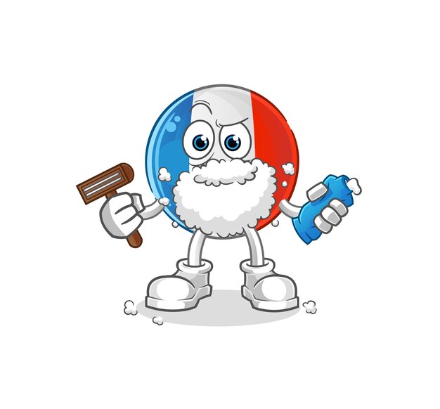 Bandera francesa afeitar vector de vello facial. personaje animado