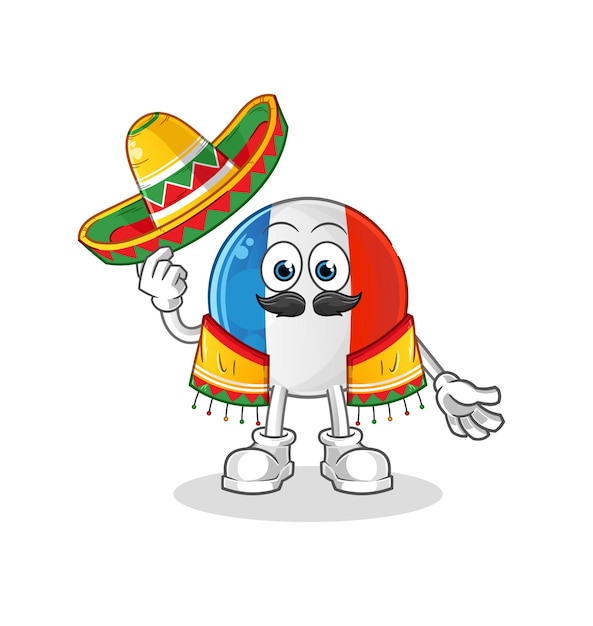 Bandera francesa Bandera y cultura mexicana. vector de mascota de dibujos animados