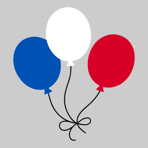 Bandera de Francia Balones rojos blancos y azules Ilustración vectorial de celebración