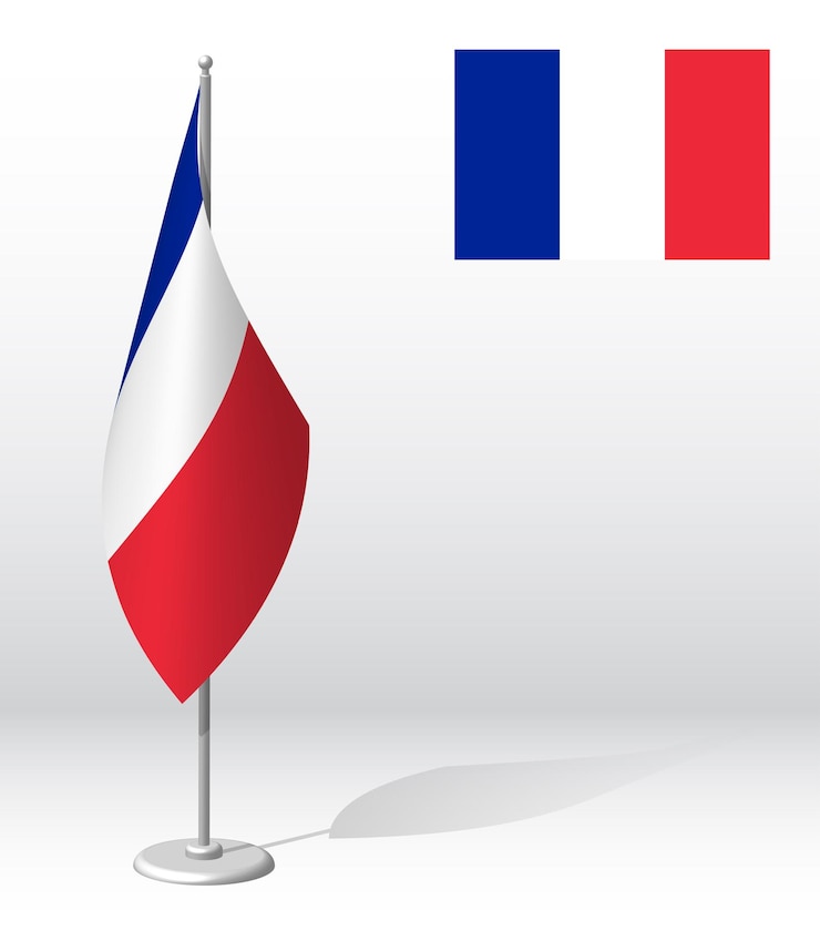 Vector bandera de francia en el mástil para el registro de eventos solemnes que reciben invitados extranjeros