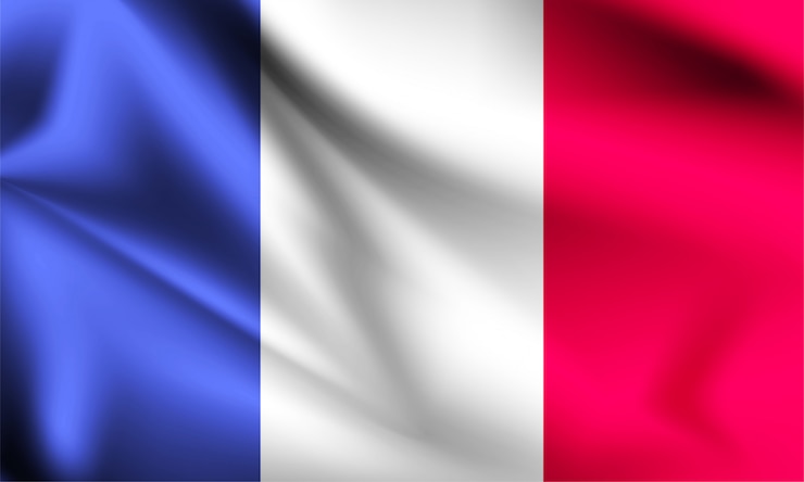 Vector bandera de francia ondeando al viento. parte de una serie. bandera de francia