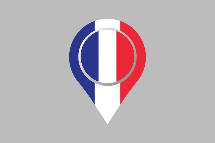 Vector bandera de francia con el signo de ubicación bandera de frança ilustración del símbolo nacional del país vector
