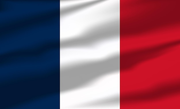 Bandera de Francia vectorial ondeando banderas que fluyen realistas