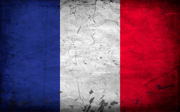 Bandera de Francia Vieja bandera desgastada Ilustración vectorial