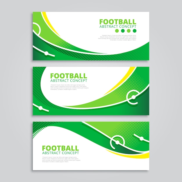 Bandera de fútbol / fútbol abstracto verde con tema de línea de campo de fútbol