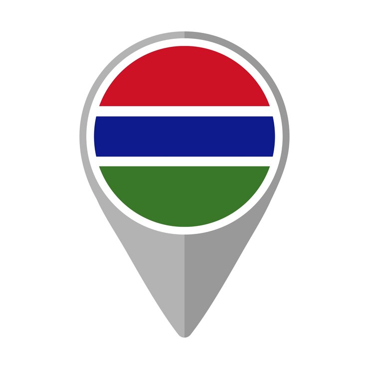 Vector bandera de gambia en el pin de ubicación