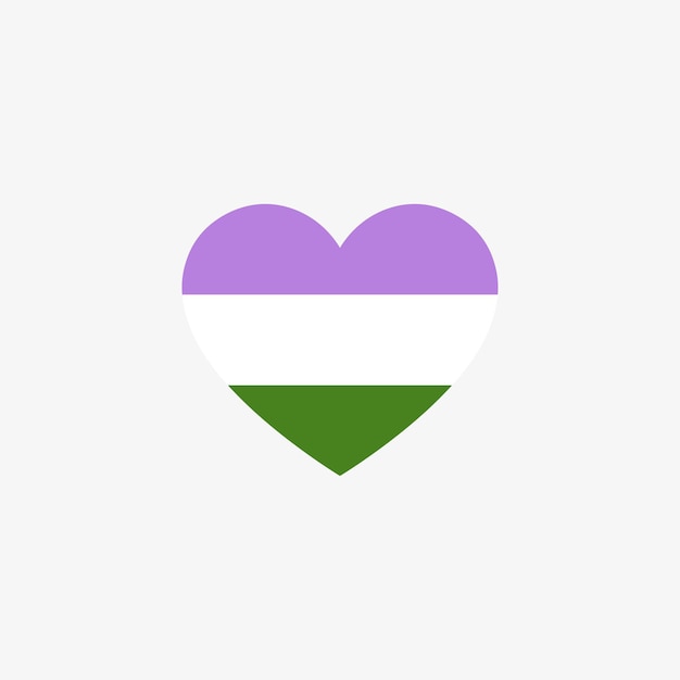 Bandera genderqueer con fondo blanco Icono de bandera en forma de corazón