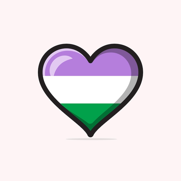Bandera genderqueer en forma de corazón ilustración vectorial