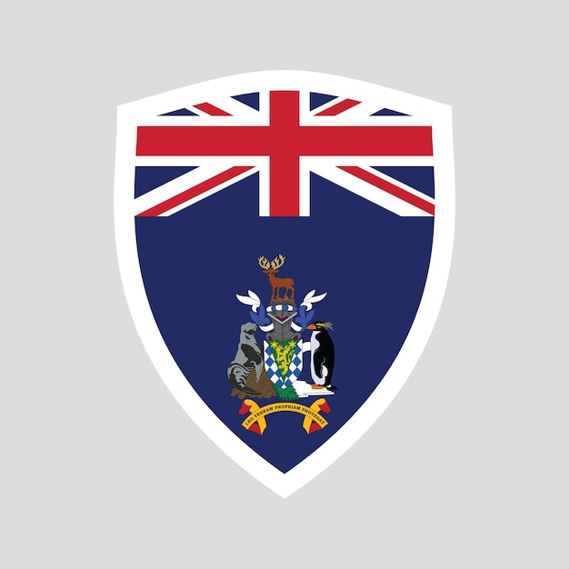 Bandera de Georgia del Sur y las Islas Sandwich del Sur en forma de escudo