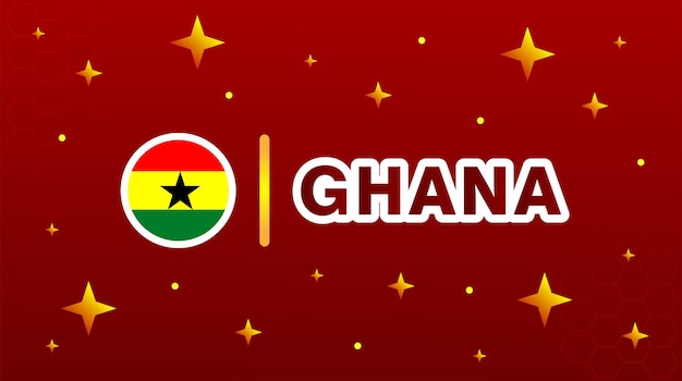 Bandera de Ghana con estrellas y fondo granate. Tema de fútbol de la copa mundial.