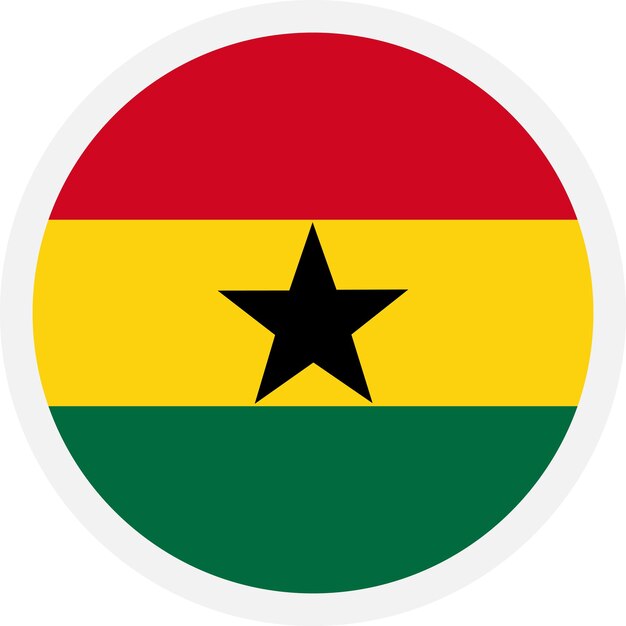 Bandera de Ghana Icono redondo sobre un fondo transparente Estilo plano