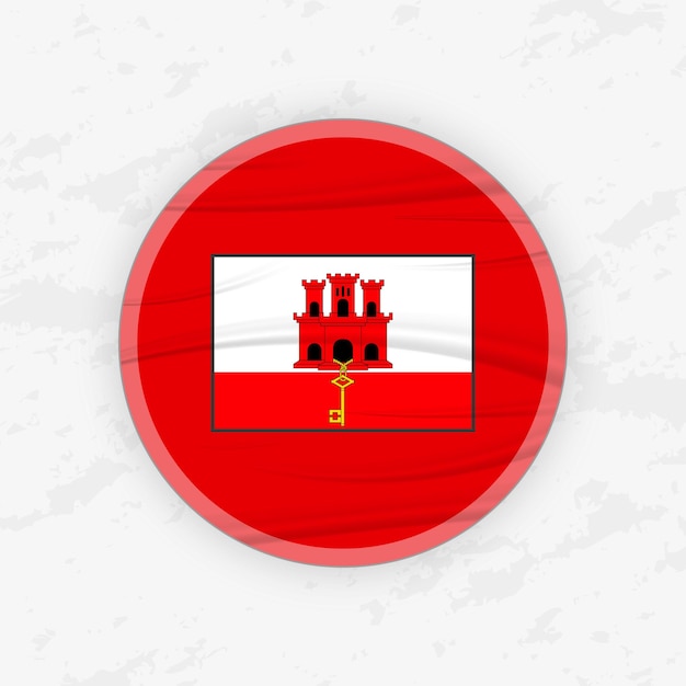 Bandera de Gibraltar en un diseño de emblema circular Abstracto Ilustración de pegatina redonda