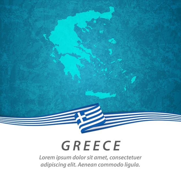 Vector bandera de grecia con mapa central