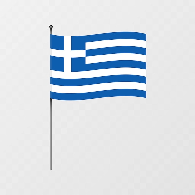 Bandera de Grecia en el mástil Ilustración vectorial