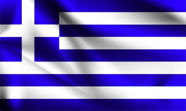 Bandera de grecia ondeando con el viento, ilustración 3d