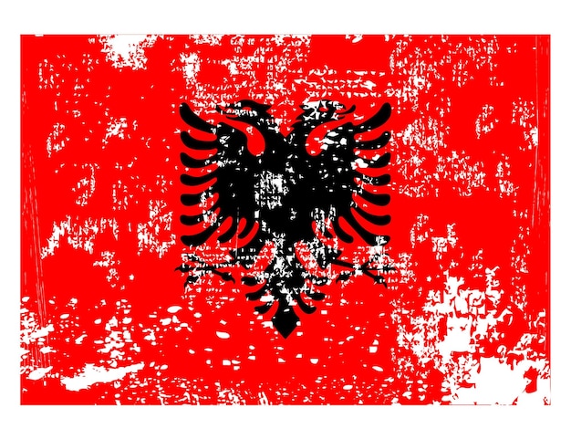 Bandera grunge de Albania Pintada con pincel Bandera nacional de Albania con el escudo de armas Día de la Independencia