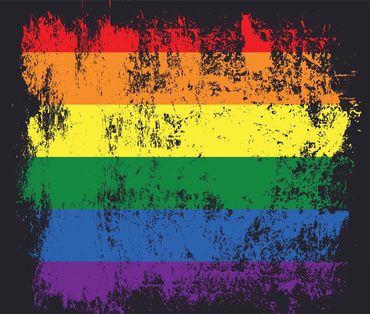 Bandera del grunge del arco iris. Colores lgbt Mes del orgullo. junio