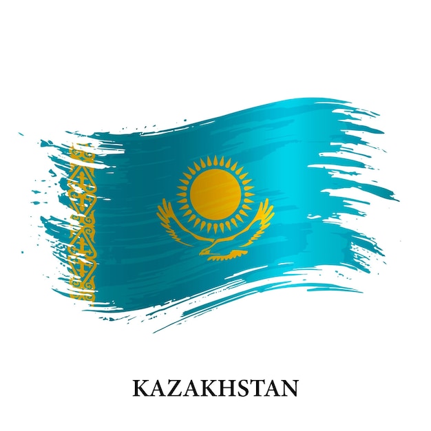 La bandera grunge de Kazajstán es un vector de pinceladas