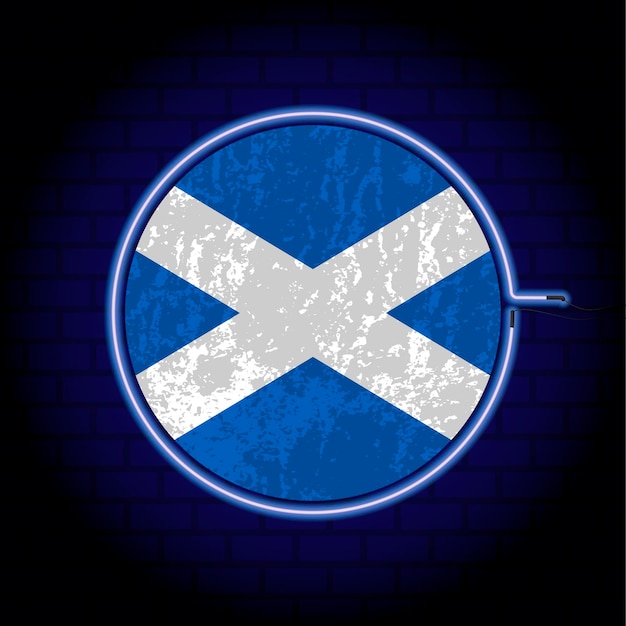 Vector bandera de grunge de neón de escocia en la pared backgrond ilustración vectorial