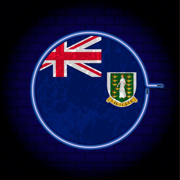 Bandera de grunge de neón de las Islas Vírgenes en la pared backgrond Ilustración vectorial