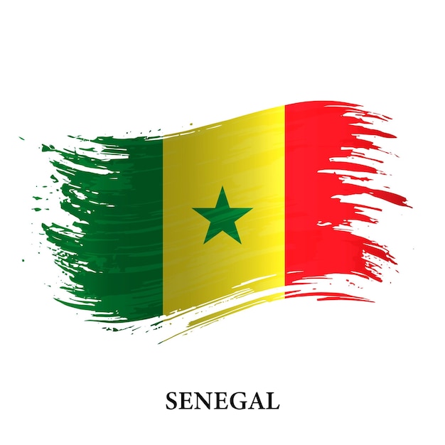 La bandera grunge de Senegal es el vector de las pinceladas
