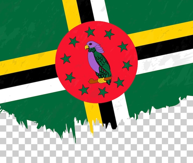 Vector la bandera grungestyle de dominica en un fondo transparente