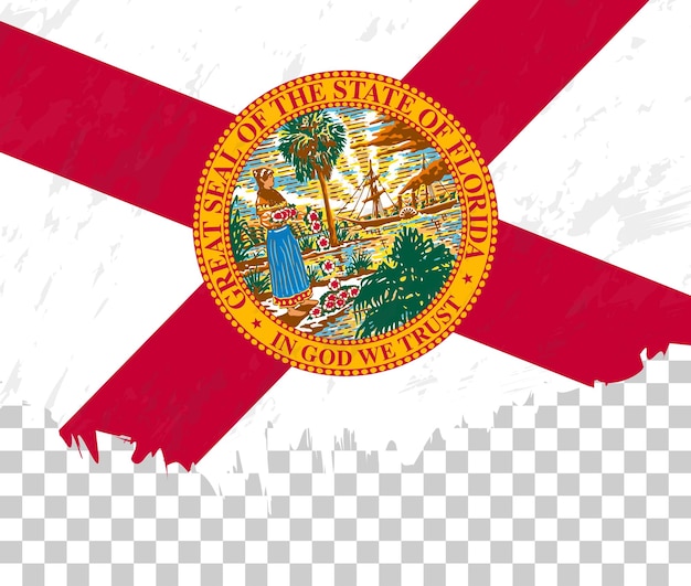 Vector la bandera grungestyle de florida en un fondo transparente