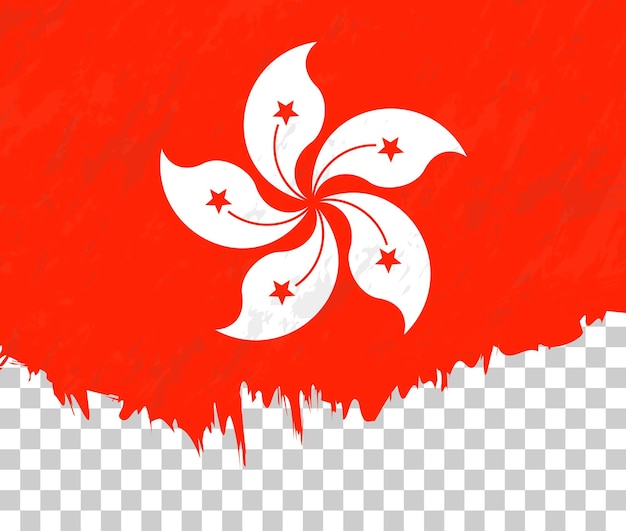 La bandera grungestyle de Hong Kong en un fondo transparente
