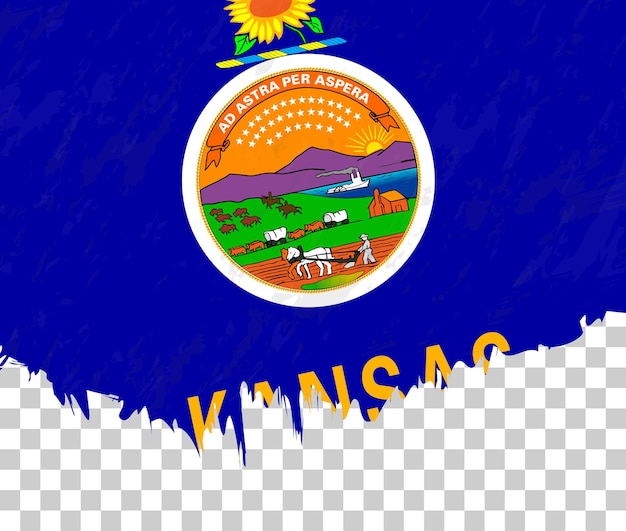 Vector la bandera grungestyle de kansas en un fondo transparente