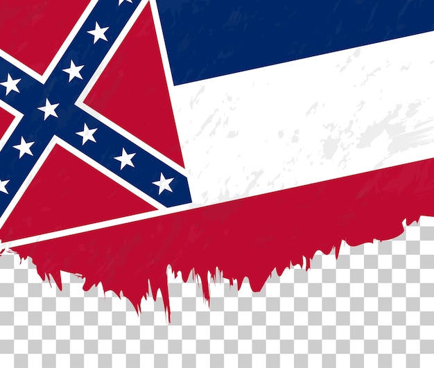 Vector la bandera grungestyle de mississippi en un fondo transparente