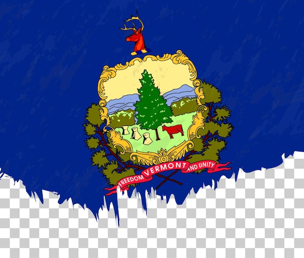 Vector la bandera grungestyle de vermont en un fondo transparente