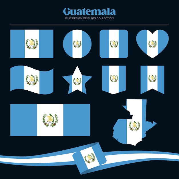 bandera de Guatemala diseño plano de banderas colección de formas de papelería