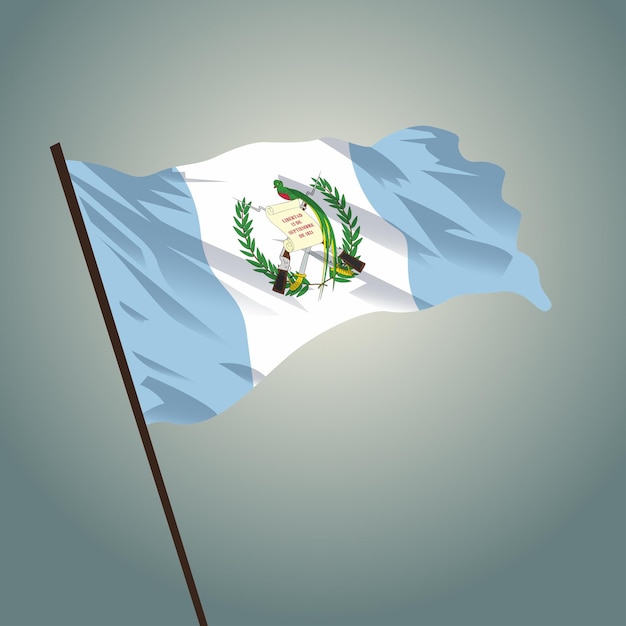 La bandera de Guatemala ondeando en lo alto del cielo