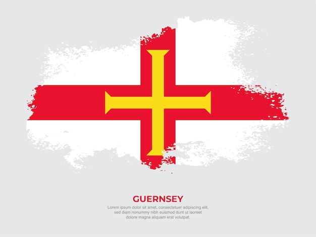 Bandera de Guernsey de estilo grunge vintage con ilustración vectorial de efecto de pincel sobre un fondo sólido