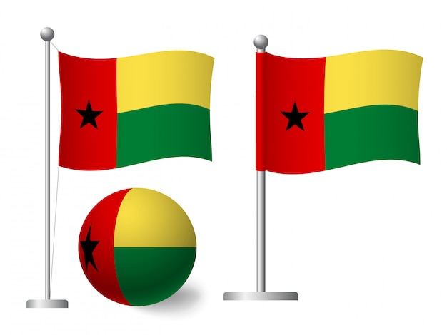 Vector bandera de guinea-bissau en icono de polo y bola