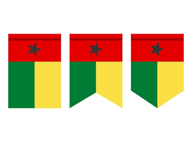 Bandera de Guinea-Bissau o banderín aislado sobre fondo blanco. Icono de la bandera del banderín.