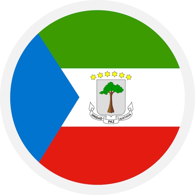 Bandera de Guinea Ecuatorial Icono vectorial redondo para aplicaciones de interfaz de usuario o diseño web