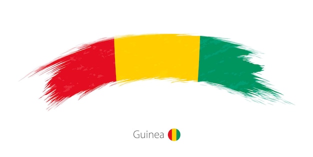 Bandera de Guinea en trazo de pincel grunge redondeado. ilustración vectorial