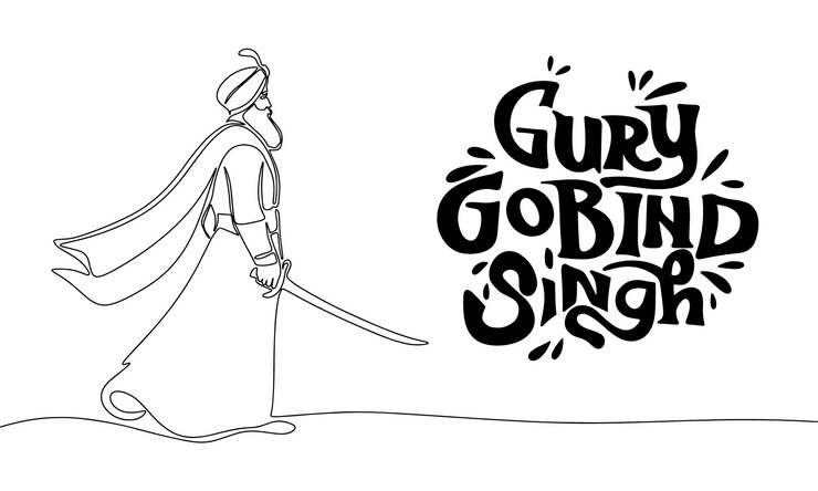 Vector bandera de guru gobind singh con una línea continua guru gobind singh arte de línea guru gobind singh