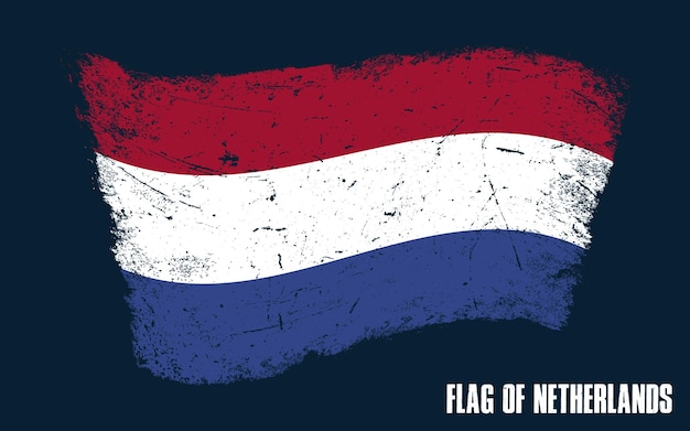 Bandera holandesa de época con efecto Grunge con trazo de pincel